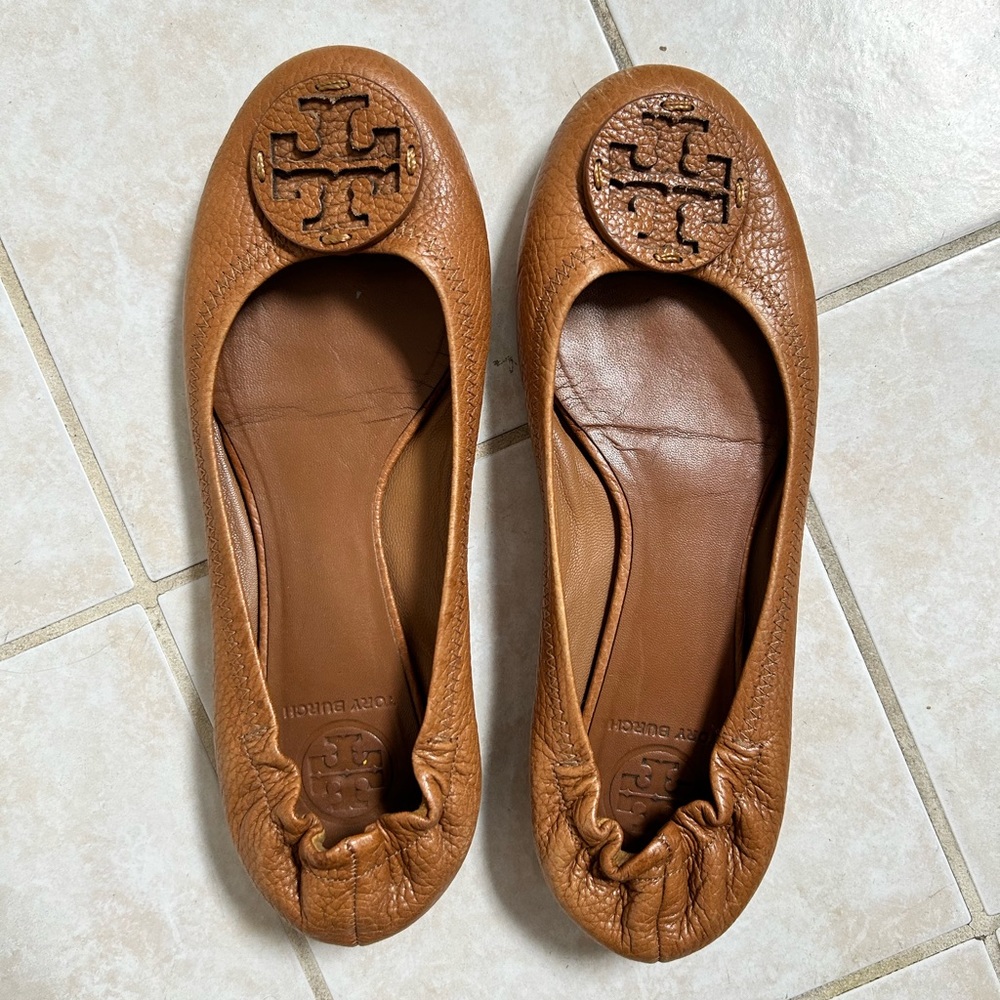 Tory Burch Women's Camel Minnie Travel Ballet Flats